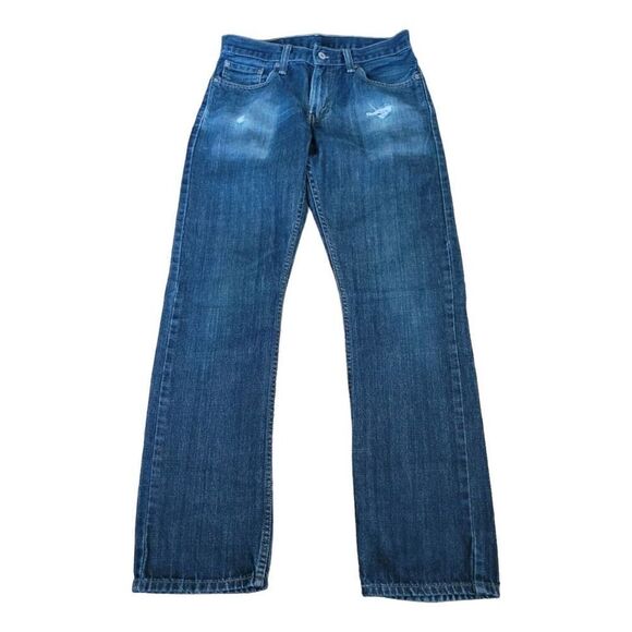 Levis 514 Mens Dark Denim Distressed Blue Jean 29x32 - Picture 1 of 6